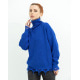 Синій подовжений светр з високим горлом та перфорацією