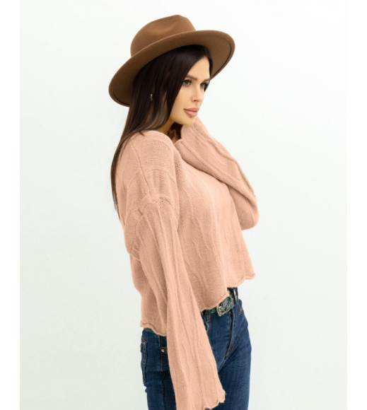Персиковий светр із розкльошеними рукавами
