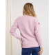 Розовый вязаный свитер с цветочным узором