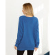 Голубой ангоровый свободный свитер с вставками