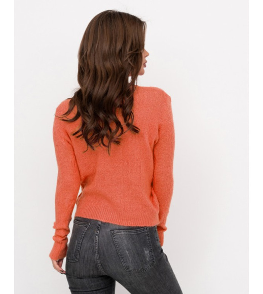 Оранжевый шерстяной свитер с нашивкой