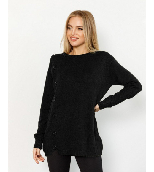 Чорний ангоровий светр декорований гудзиками