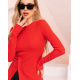 Червоний трикотажний светр із розрізом