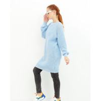 Голубой вязаный свитер-платье