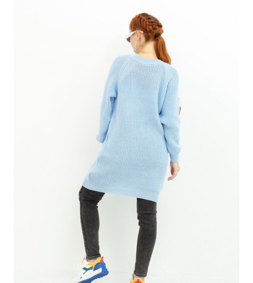 Голубой вязаный свитер-платье
