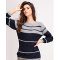 Серо-синий вязаный свитер с люрексом