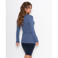 Синий полосатый шерстяной свитер