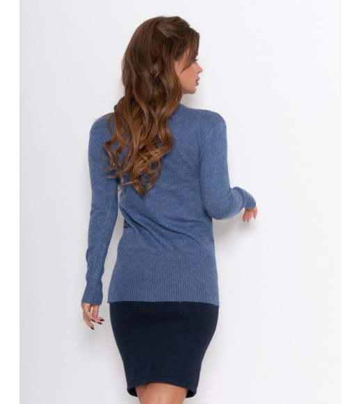 Синій смугастий вовняний светр