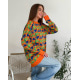Оранжевый свободный свитер с орнаментом