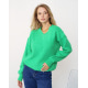 Зеленый шерстяной вязаный пуловер