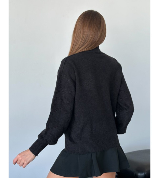 Ангоровый черный свитер с объемными рукавами