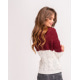 Бордово-білий в`язаний светр з люрексом