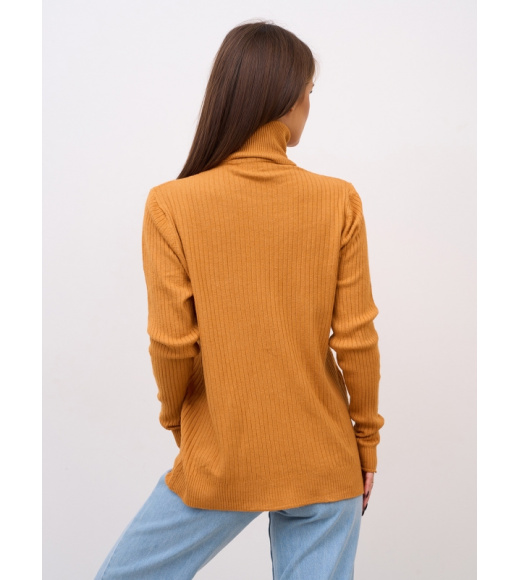 Горчичный кашемировый гольф в рубчик