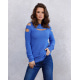 Синий однотонный свитер с перфорацией