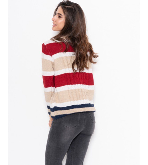Полосатый цветной вязаный свитер