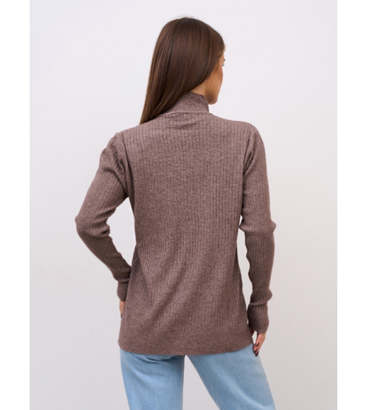 Коричневая кашемировая водолазка в рубчик