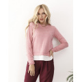 Розовый комбинированный свитер с белой вставкой