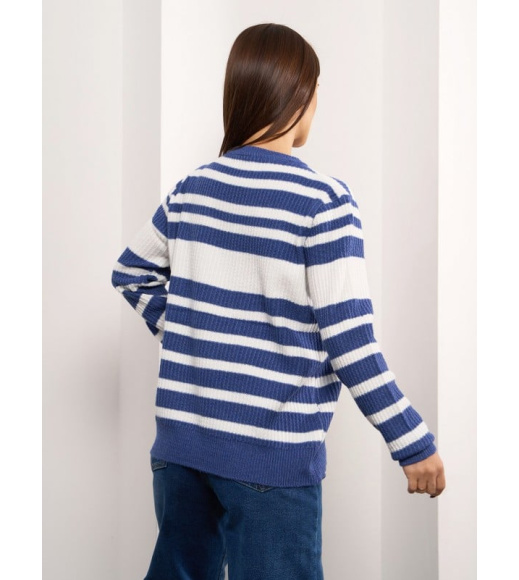 Синий полосатый джемпер из кашемира