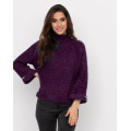 Фиолетовый свободный вязаный свитер-травка
