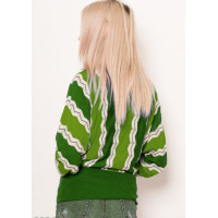 Оливковий ангоровий светр з вертикальними смужками