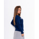 Синій трикотажний светр з перфорацією на манжетах