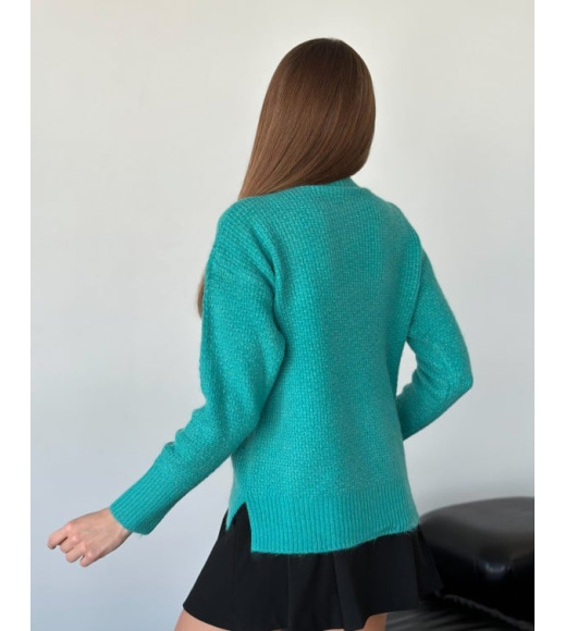 Агноровый свободный свитер бирюзового цвета
