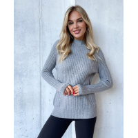 Серая кашемировая фактурная водолазка