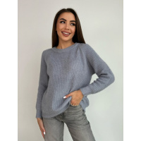 Вязаный свитер-травка серого цвета