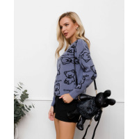 Сірий вовняний светр з ведмедиками