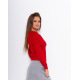 Красный свитер с хомутом-отворотом и кружевом
