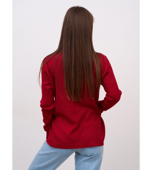 Бордовый кашемировый гольф в рубчик