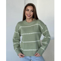 Ангоровый вязаный свитер цвета хаки в полоску