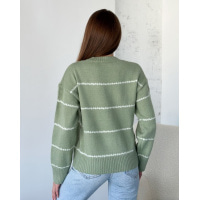 Ангоровий трикотажний светр кольору хакі в смужку