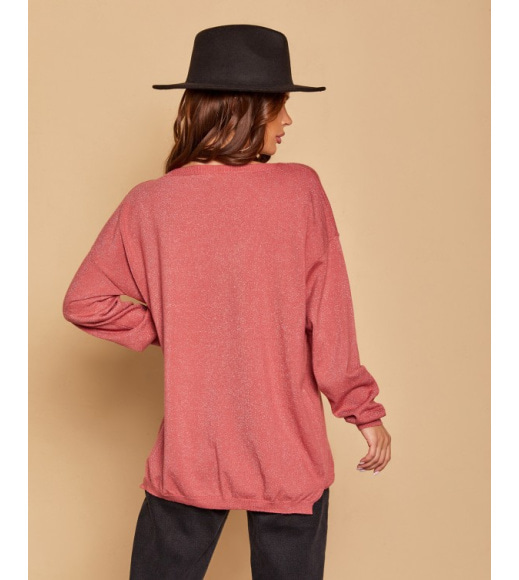 Рожевий вільний светр з люрексом