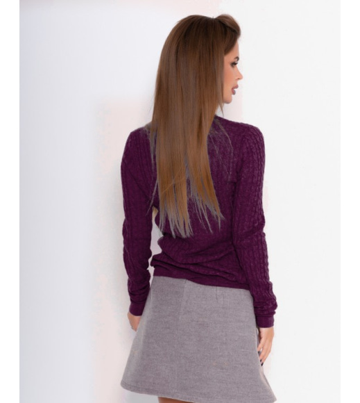 Фіолетовий плетений светр з манжетами