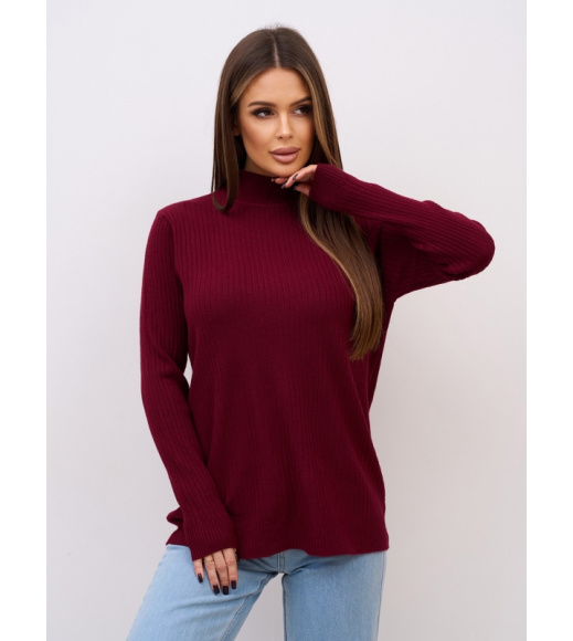 Фиолетовая кашемировая водолазка в рубчик