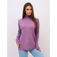 Темно-сиреневая кашемировая водолазка в рубчик