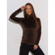 Темно-коричневая велюровая эластичная водолазка