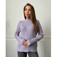 Сиреневая кашемировая водолазка объемной вязки