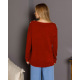 Червоний ангоровий светр з гудзиками на плечах