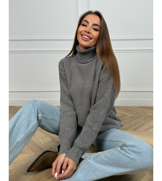 Серый свободный гольф из кашемира