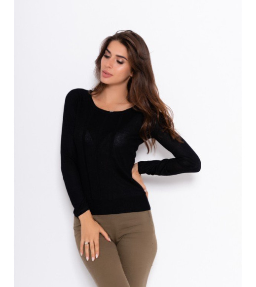Тонкий чорний светр з ангорового трикотажу