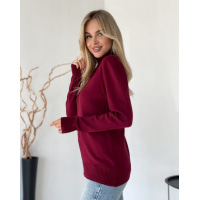 Бордовий кашеміровий светр із високим горлом