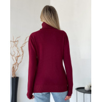 Бордовий кашеміровий светр із високим горлом