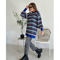 Синій вовняний светр зі смайликами