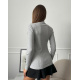 Серая хлопковая водолазка в рубчик