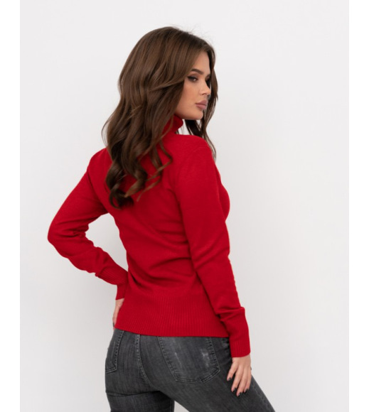 Красный свитер с высоким горлом