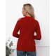 Червоний в`язаний светр з вирізами на плечах