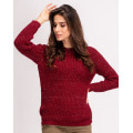 Бордовий светр об`ємної в`язки з люрексом