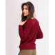 Бордовий светр об`ємної в`язки з люрексом